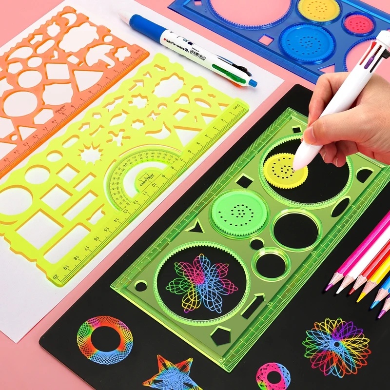 Kids Education Template - Geometrie-Spirograph Zeichenschablonen-Set Malvorlage Kunsthandwerk Kreatives Lernspielzeug
