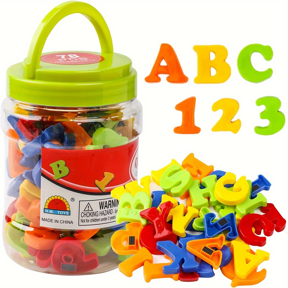 Kids Education Alphabet Numbers - 78-teiliges magnetisches Buchstaben- und Zahlen-Alphabet, buntes