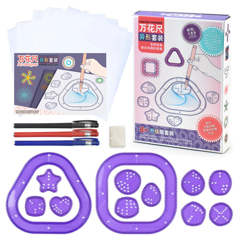Kids Education Template - Lustiges Spirograph-Zeichnungsspielzeug-Set, ineinandergreifende Zahnräder und Räder,
