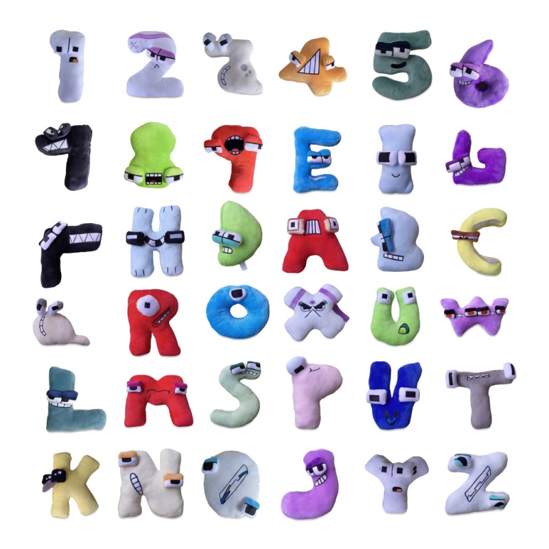 Kids Education Alphabet Numbers - 26-teiliges Alphabet- und Zahlen-Plüschtier-Set Lustige Gesichter