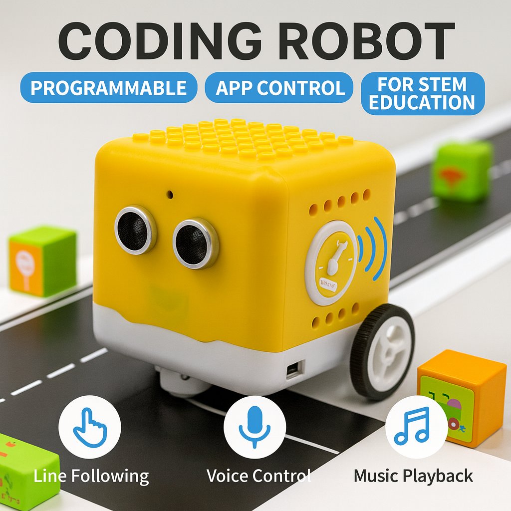Coding Robot Toy - Kidsbits Programmierbarer Roboter-Kit, Codierroboter +28 Projekte,