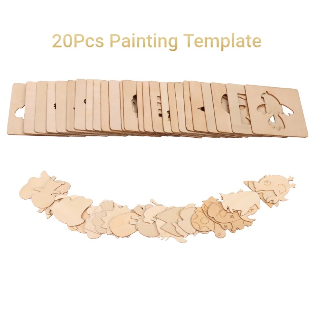 Kids Education Template - 20 Stück Montessori-Zeichenschablonen aus Holz –