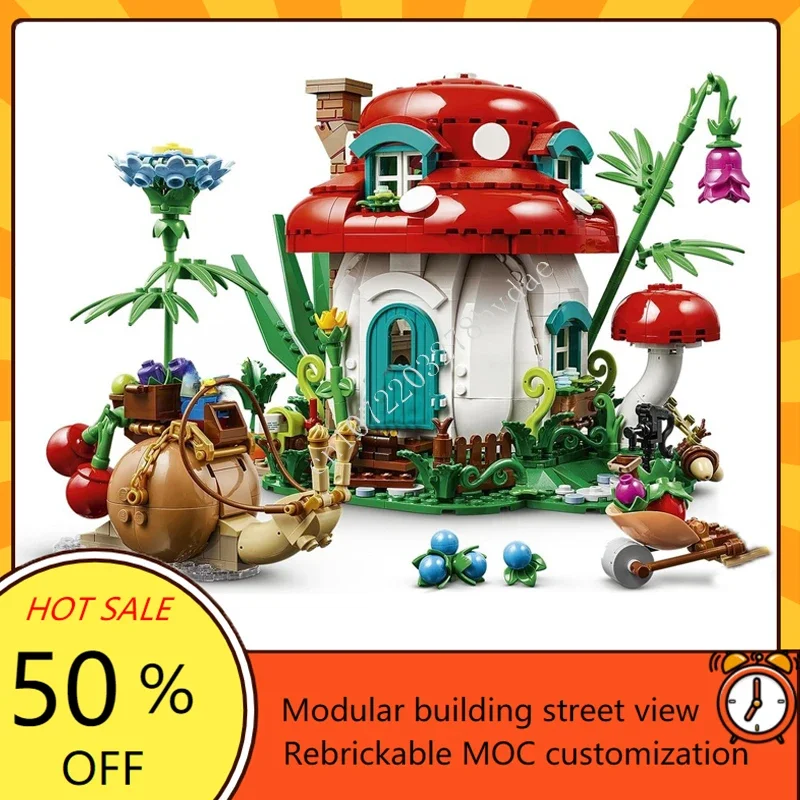 Kids Education Things - 964-teiliges Pilzhaus Modulares MOC Kreatives Straßenansicht-Modell