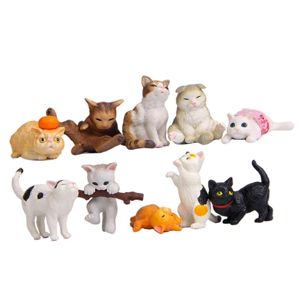 Kids Education Learn Tv - 10/Set bezaubernde Katzenfiguren, Statuen, Tier-Miniaturfiguren, pädagogisches