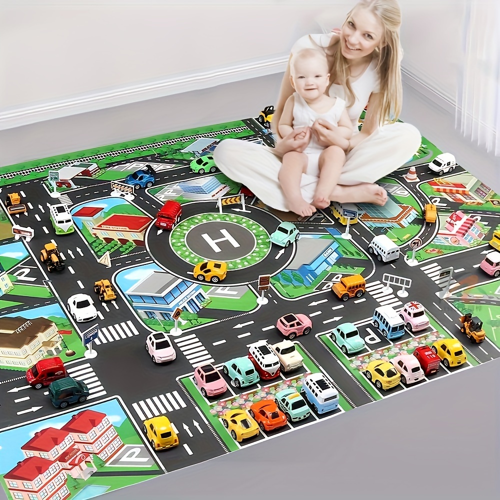 Kids Education Tools - 1 Stück, Stadtverkehr-Spielmatte, großes Spielpad, wasserdicht,