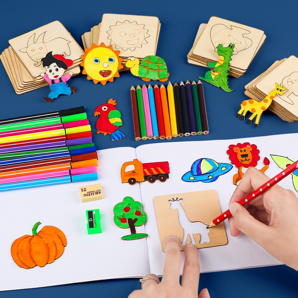 Kids Education Template - 20 stücke Kinder Zeichnung Spielzeug Holz
