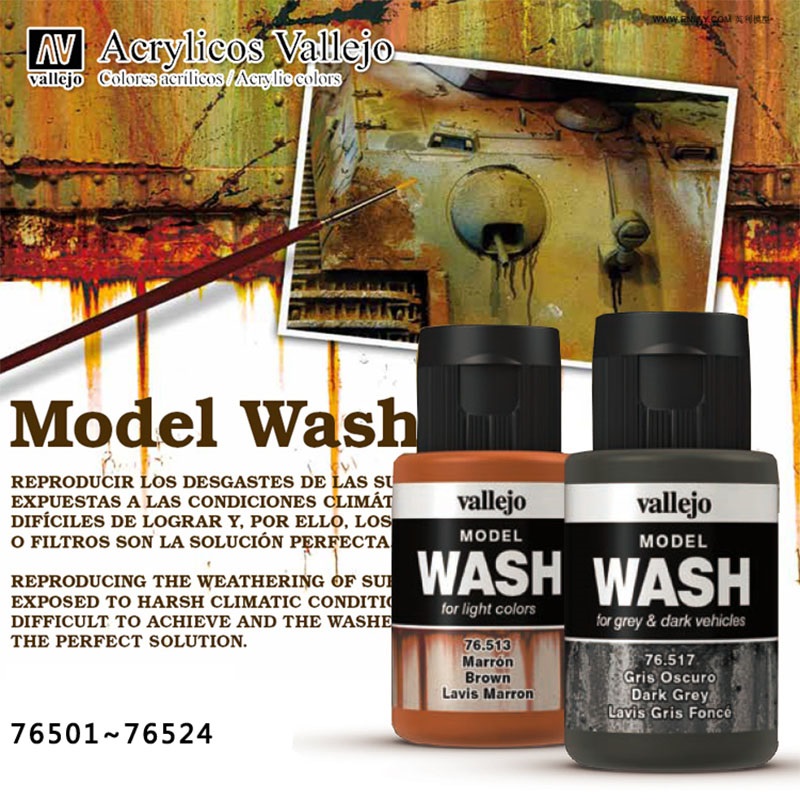 Tamiya Model Paint Set - Vallejo 35ml Modellreiniger Verwitterungs- und Alterungslösung