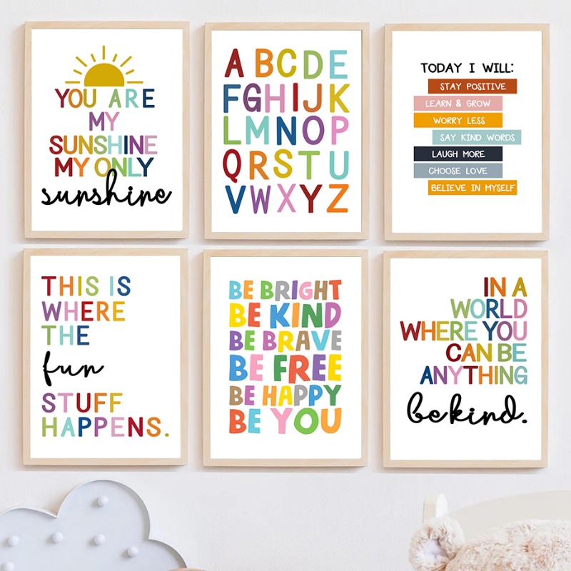 Kids Education Alphabet Numbers - Englische Bildungs-Poster Alphabet Zahlen Farben Formen