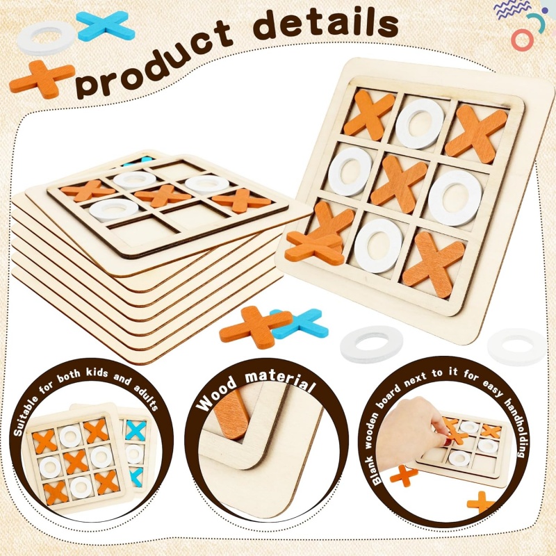 Holz Tic Tac Toe Spiele Puzzle – Kids Education Template Bewertung und Preis
